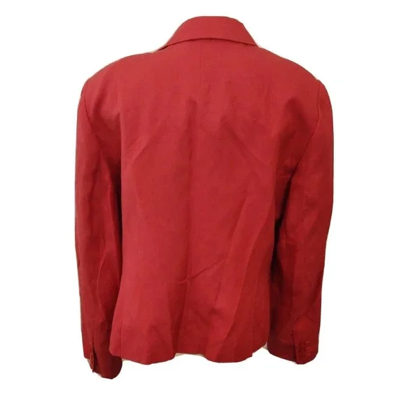 Talbots Women's Blazer Size 14 Linen Silk Red Buttoned Dress Coat. - Picture 2 of 8